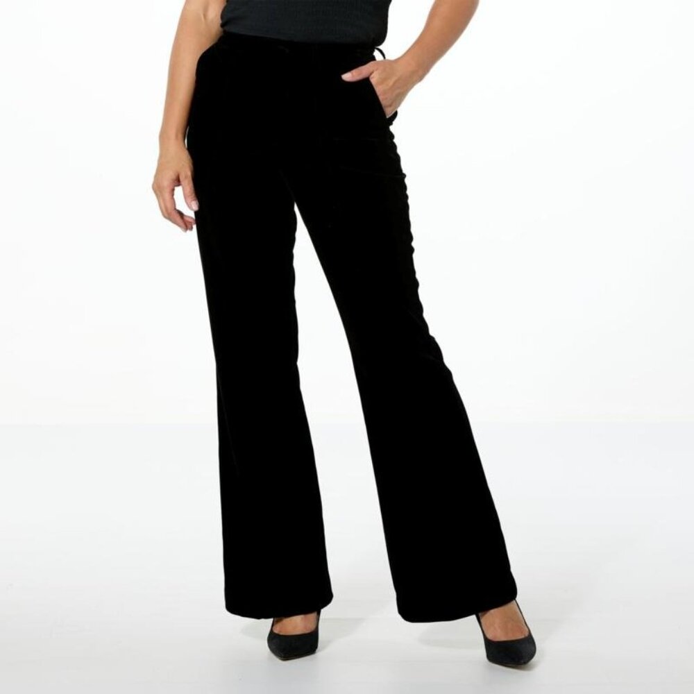 C Wonder by Christian Siriano Velvet Trouser Pants Size 14 Black Business Casual